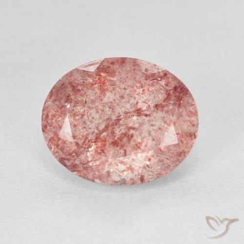 4.47ct طبيعي وردى زهرى فاتح كوارتز الفراولة, بيضوي, نصف شفاف