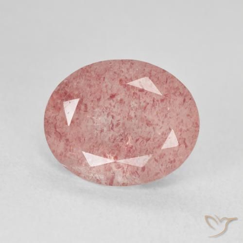 4.46ct طبيعي Medium Light-Pink كوارتز الفراولة, بيضوي, نصف شفاف