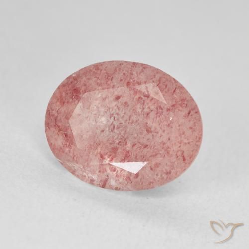 كوارتز الفراولة Medium Light-Pink طبيعي، بيضوي، 4.46 قيراط، نصف شفاف