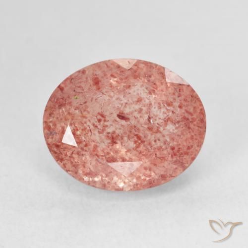 5.23ct طبيعي وردى برتقالى كوارتز الفراولة, بيضوي, نصف شفاف