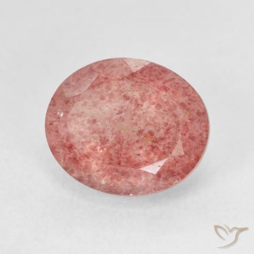 5.20ct طبيعي وردى داكن كوارتز الفراولة, بيضوي, نصف شفاف