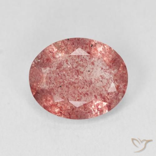 3.28ct طبيعي وردى برتقالى كوارتز الفراولة, بيضوي, نصف شفاف