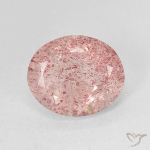 4.63ct طبيعي وردى متوسط كوارتز الفراولة, بيضوي, نصف شفاف