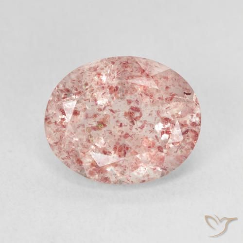 4.35ct طبيعي وردي فاتح كوارتز الفراولة, بيضوي, نصف شفاف