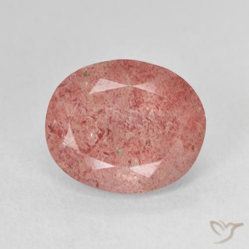 4.70ct طبيعي وردى متوسط كوارتز الفراولة, بيضوي, نصف شفاف