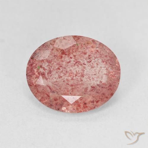 3.49ct طبيعي وردى زهرى فاتح كوارتز الفراولة, بيضوي, نصف شفاف