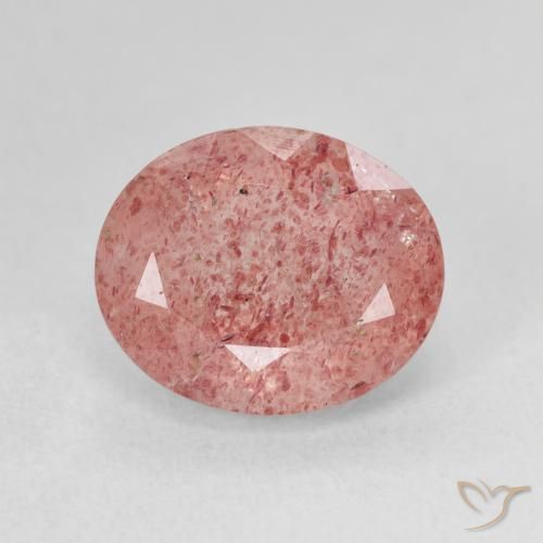 4.91ct طبيعي وردى متوسط كوارتز الفراولة, بيضوي, نصف شفاف