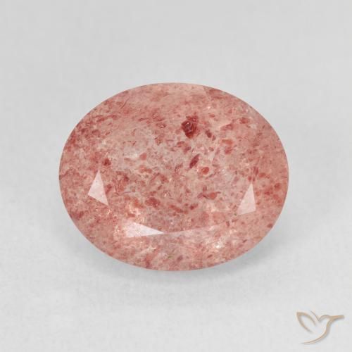4.80ct طبيعي وردى زهرى فاتح كوارتز الفراولة, بيضوي, نصف شفاف
