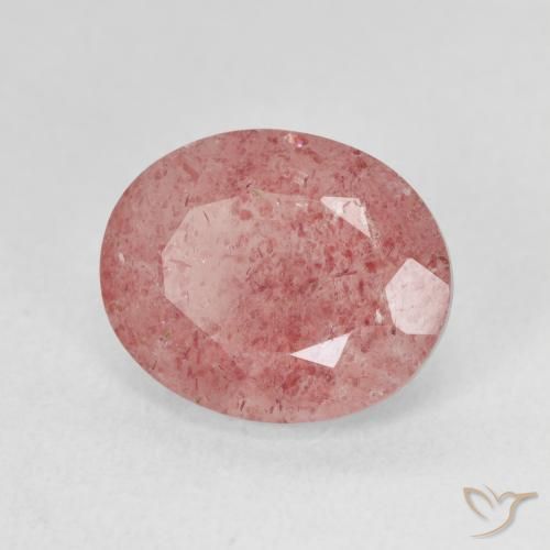4.51ct طبيعي وردى فاقع فاتح كوارتز الفراولة, بيضوي, نصف شفاف