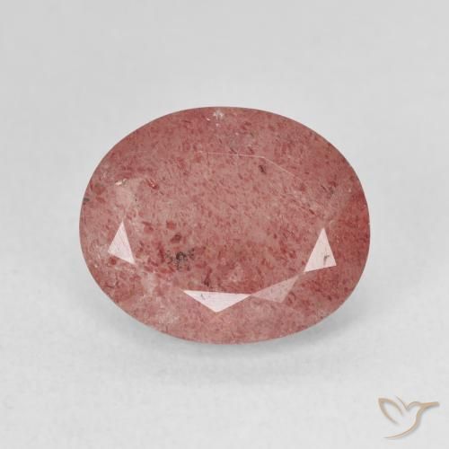 4.53ct طبيعي وردى توت العليق كوارتز الفراولة, بيضوي, نصف شفاف