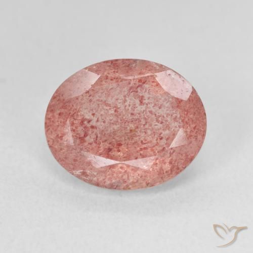 4.39ct طبيعي وردى متوسط كوارتز الفراولة, بيضوي, نصف شفاف