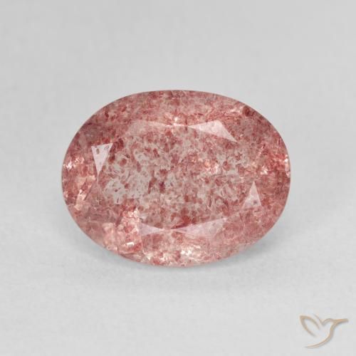 3.65ct طبيعي وردى فاقع فاتح كوارتز الفراولة, بيضوي, نصف شفاف