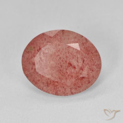 3.62ct طبيعي أحمر متوسط كوارتز الفراولة, بيضوي, نصف شفاف