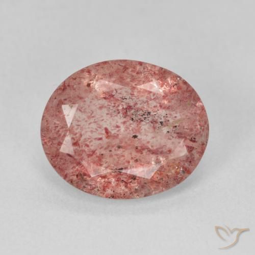 3.61ct طبيعي وردى برتقالى كوارتز الفراولة, بيضوي, نصف شفاف