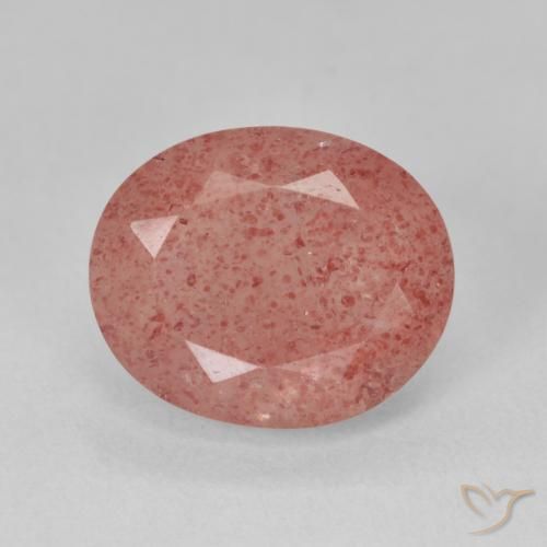 4.65ct طبيعي وردى متوسط كوارتز الفراولة, بيضوي, نصف شفاف