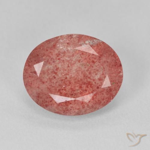 3.97ct طبيعي وردى زهرى كوارتز الفراولة, بيضوي, نصف شفاف