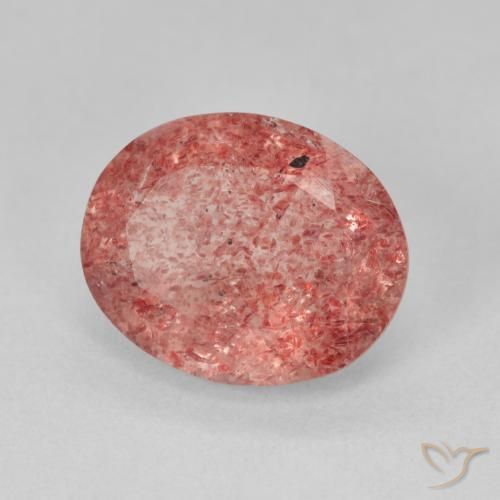 4.09ct طبيعي وردى متوسط كوارتز الفراولة, بيضوي, نصف شفاف