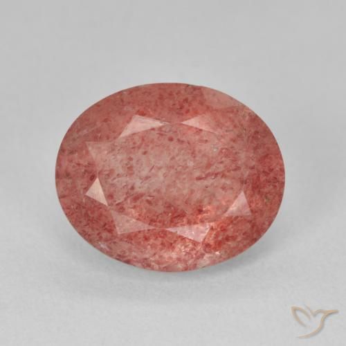 4.33ct طبيعي وردى متوسط كوارتز الفراولة, بيضوي, نصف شفاف