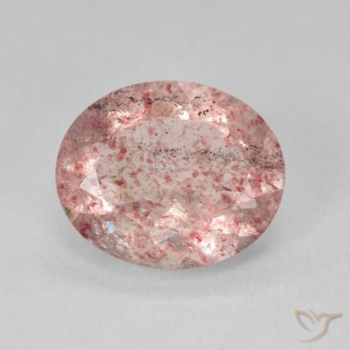 3.95ct طبيعي Medium Light-Pink كوارتز الفراولة, بيضوي, نصف شفاف