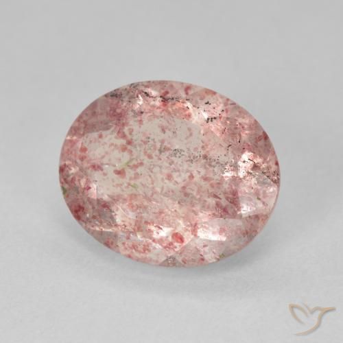 كوارتز الفراولة Medium Light-Pink طبيعي، بيضوي، 3.95 قيراط، نصف شفاف