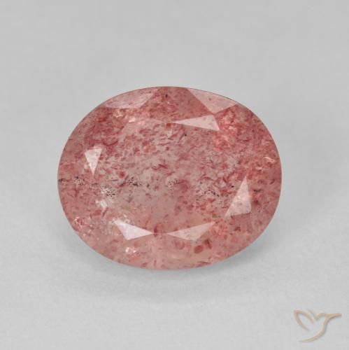 3.92ct طبيعي Medium Light-Pink كوارتز الفراولة, بيضوي, نصف شفاف