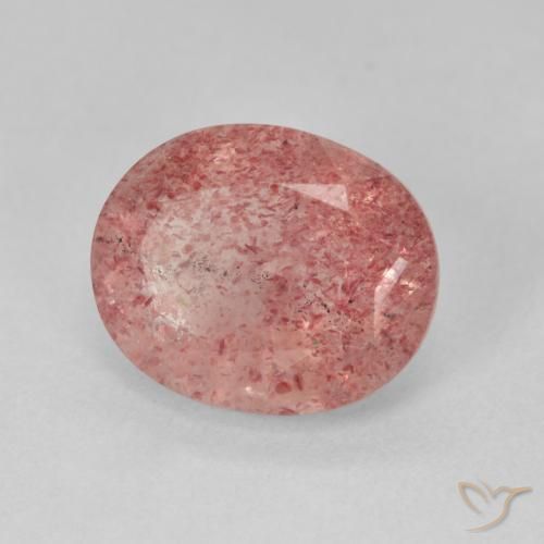 كوارتز الفراولة Medium Light-Pink طبيعي، بيضوي، 3.92 قيراط، نصف شفاف