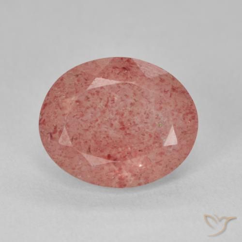 4.31ct طبيعي برتقالى محمر باهت كوارتز الفراولة, بيضوي, نصف شفاف