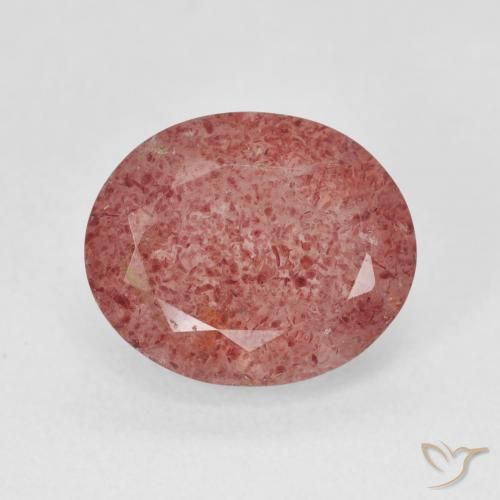 4.61ct طبيعي وردى متوسط كوارتز الفراولة, بيضوي, نصف شفاف