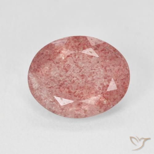 3.88ct طبيعي وردى متوسط كوارتز الفراولة, بيضوي, نصف شفاف