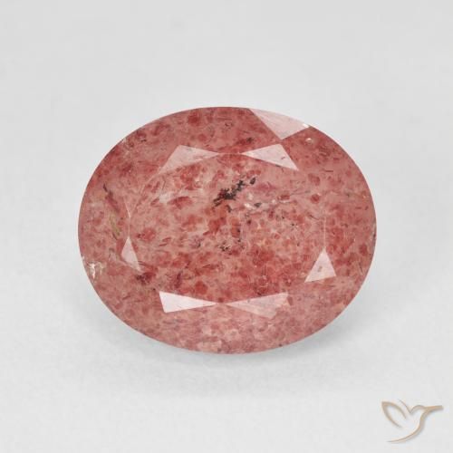 4.43ct طبيعي وردى متوسط كوارتز الفراولة, بيضوي, نصف شفاف