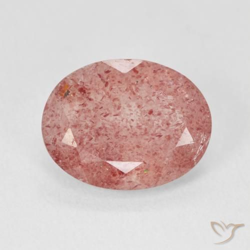 4.48ct طبيعي وردى متوسط كوارتز الفراولة, بيضوي, نصف شفاف