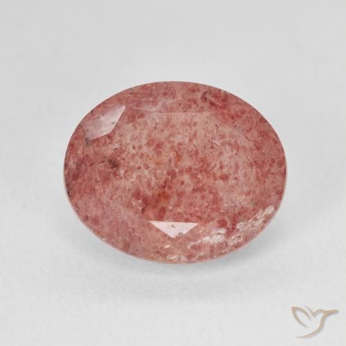 4.55ct طبيعي وردى متوسط كوارتز الفراولة, بيضوي, نصف شفاف