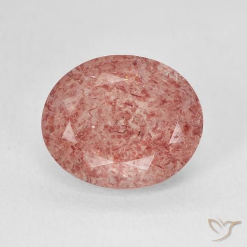 4.52ct طبيعي وردى زهرى خوخى كوارتز الفراولة, بيضوي, نصف شفاف