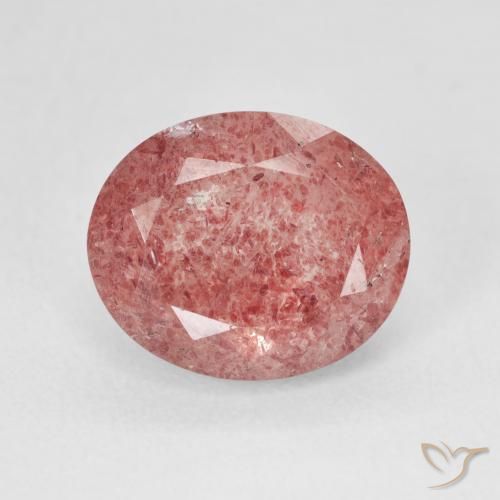4.79ct طبيعي درجة لون الوردى المحمر كوارتز الفراولة, بيضوي, نصف شفاف