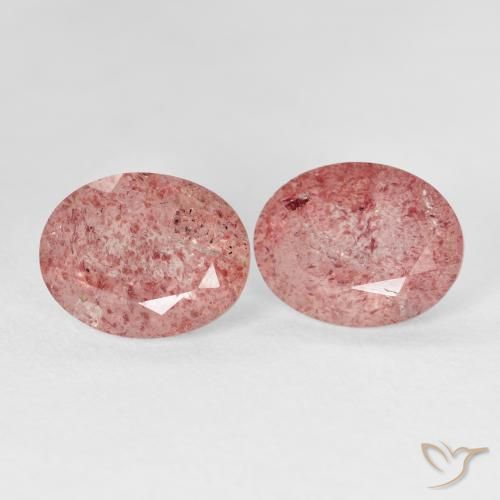أحجار كوارتز الفراولة Medium Light-Pink طبيعية، بيضوي، شفاف، وزنها 5.15 قيراط