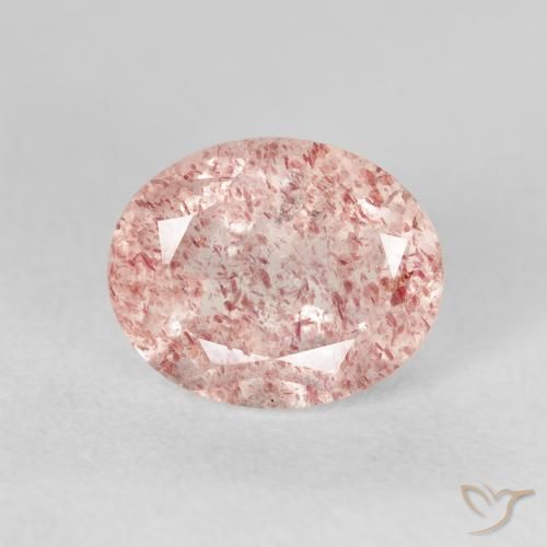 3.06ct طبيعي وردي فاتح كوارتز الفراولة, بيضوي, شفاف