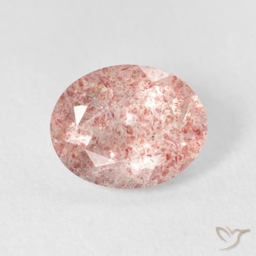 2.31ct طبيعي وردي فاتح كوارتز الفراولة, بيضوي, شفاف