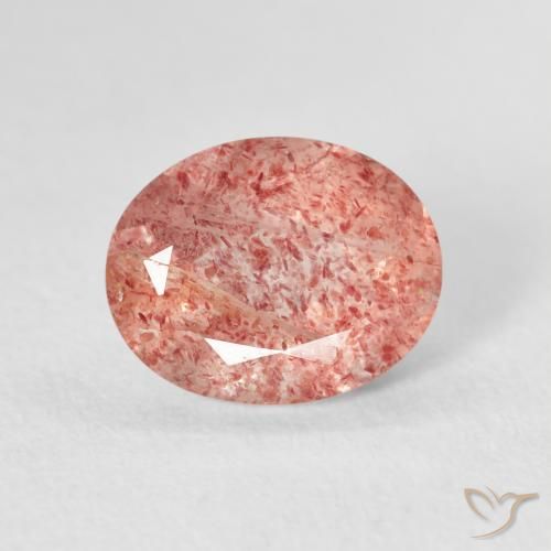 2.44ct طبيعي وردى متوسط كوارتز الفراولة, بيضوي, شفاف