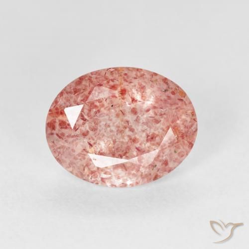 2.29ct طبيعي وردى متوسط كوارتز الفراولة, بيضوي, شفاف