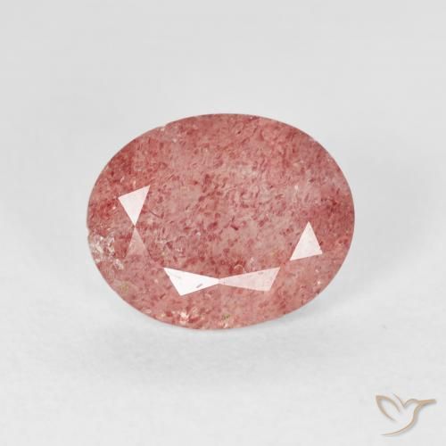2.39ct طبيعي وردى متوسط كوارتز الفراولة, بيضوي, شفاف
