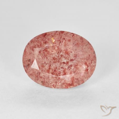 2.98ct طبيعي وردى زهرى كوارتز الفراولة, بيضوي, شفاف