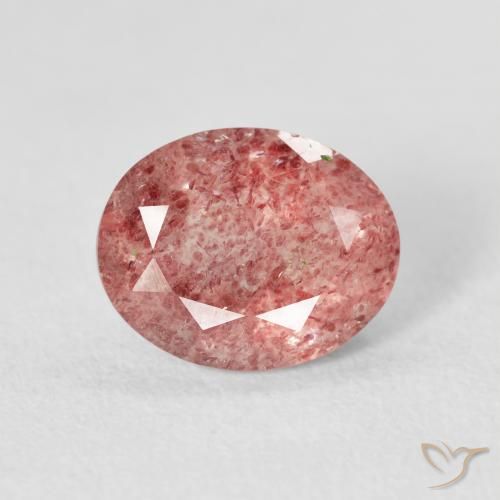 2.43ct طبيعي وردى توت العليق كوارتز الفراولة, بيضوي, شفاف