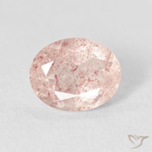 2.59ct طبيعي وردى فاتح جدا كوارتز الفراولة, بيضوي, شفاف