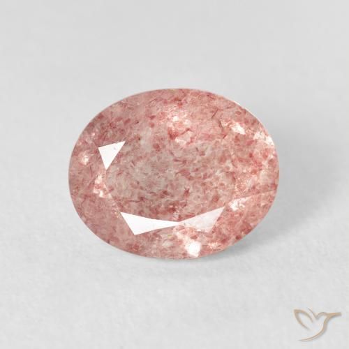 2.55ct طبيعي وردى زهرى فاتح كوارتز الفراولة, بيضوي, شفاف