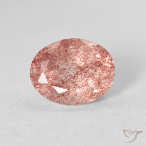 2.58ct طبيعي وردى زهرى فاتح كوارتز الفراولة, بيضوي, شفاف