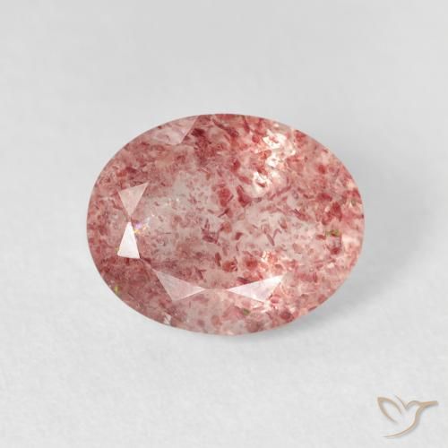 2.46ct طبيعي وردى لامع كوارتز الفراولة, بيضوي, شفاف