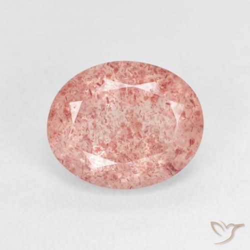 3.62ct طبيعي وردى زهرى كوارتز الفراولة, بيضوي, شفاف
