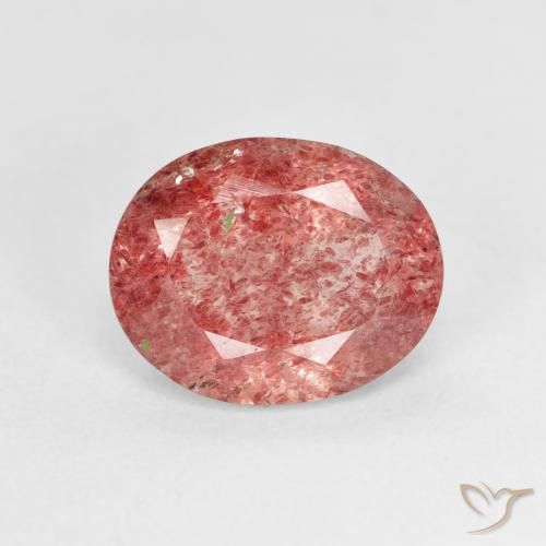 3.09ct طبيعي وردى متوسط كوارتز الفراولة, بيضوي, شفاف