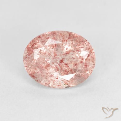 2.56ct طبيعي وردى زهرى فاتح كوارتز الفراولة, بيضوي, شفاف
