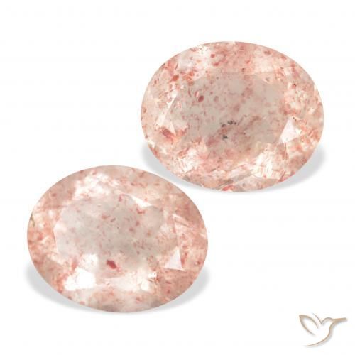 أحجار كوارتز الفراولة Light Grapefruit Pink طبيعية، بيضوي، شفاف، وزنها 6.89 قيراط